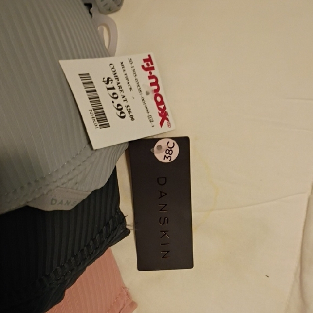 Danskin Ribbed Bra Trio - Pink, Black, Gray - Picture 2 of 4